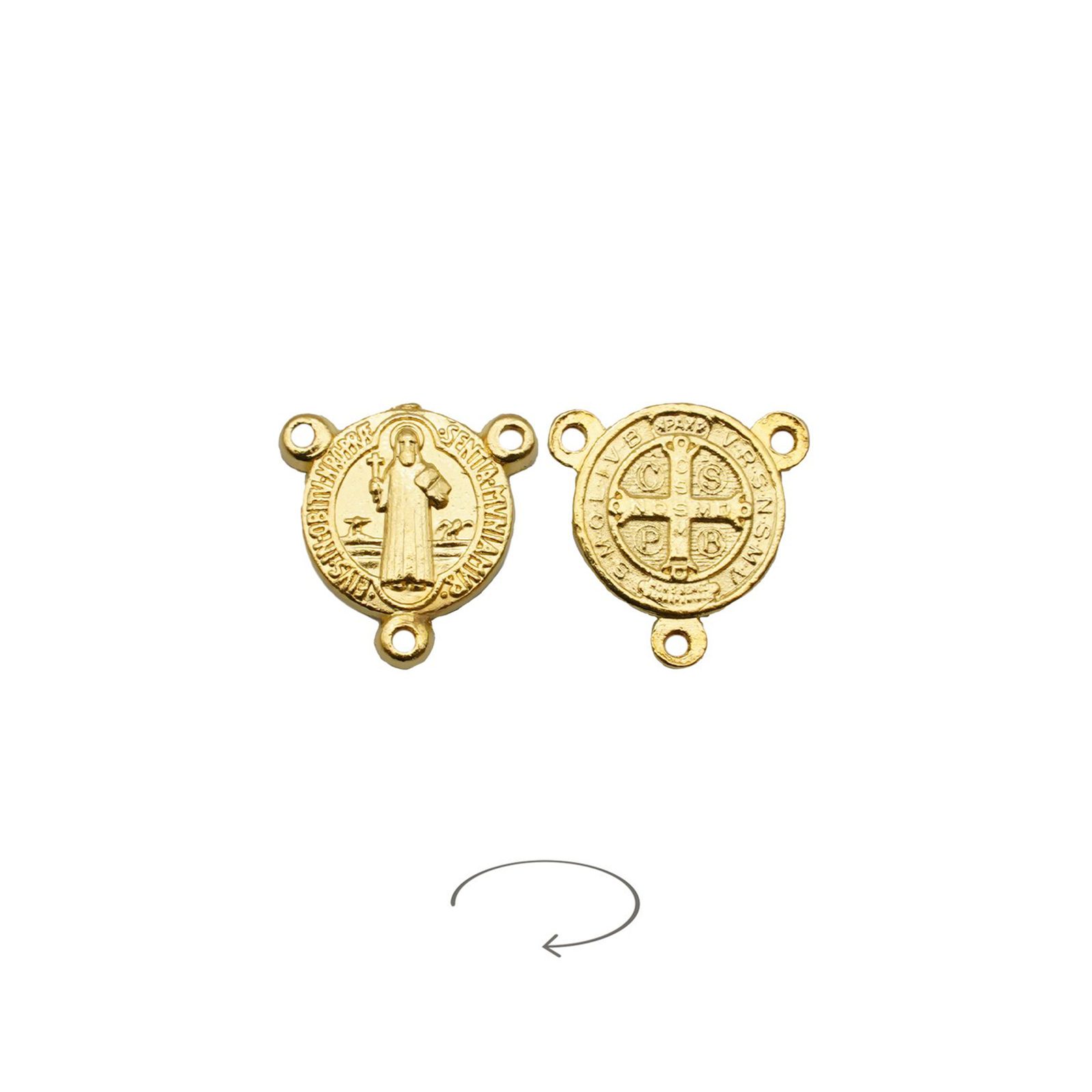 IC03CRC120 DIY三通-圣本笃-锌合金-金色-1.2cm - 图片 1
