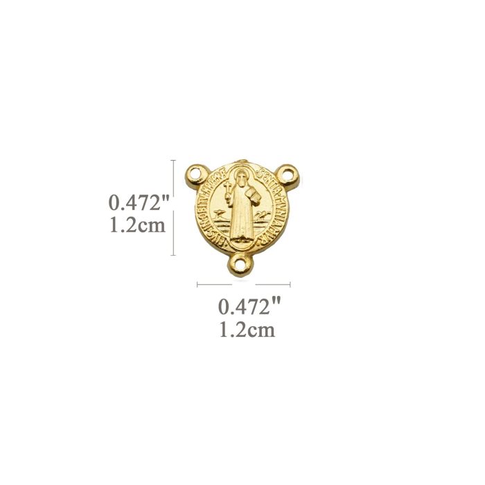 DIY三通-圣本笃-锌合金-金色-1.2cm - 图片 2
