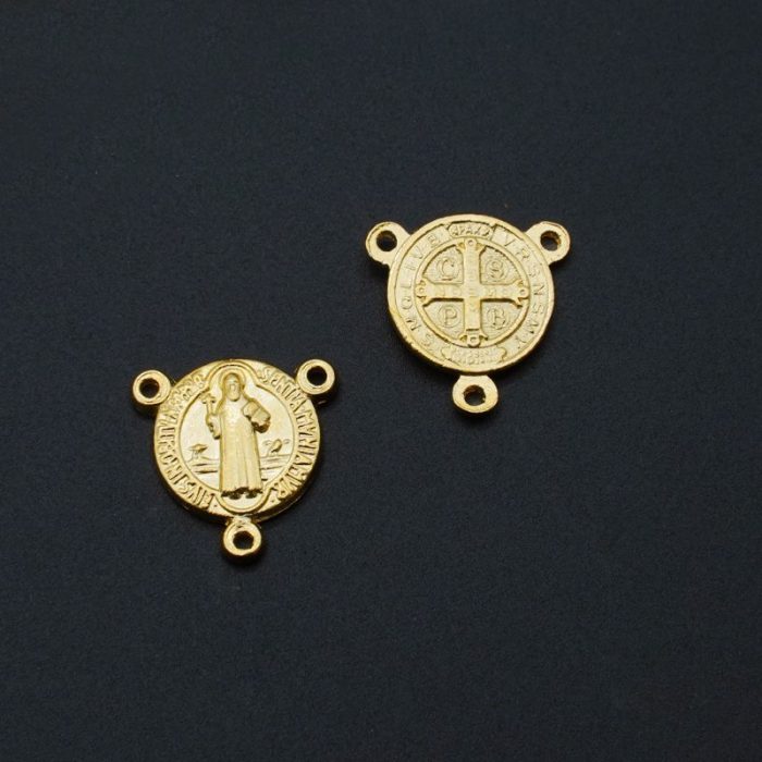 DIY三通-圣本笃-锌合金-金色-1.2cm - 图片 4