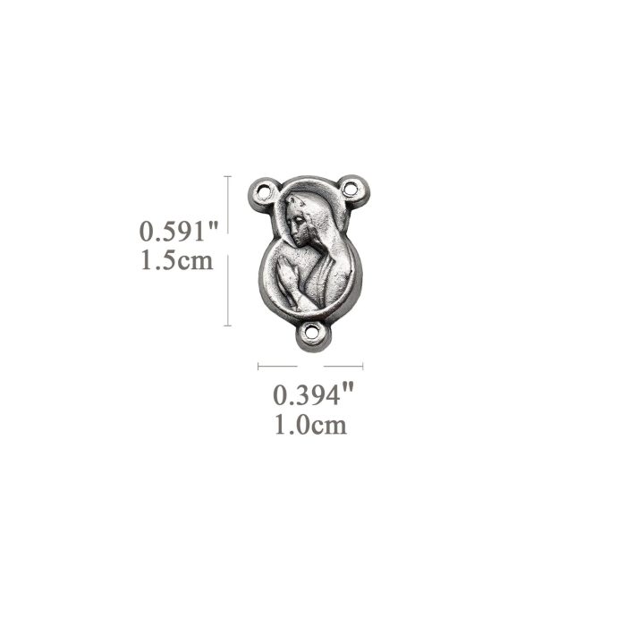 DIY三通-圣母合掌祈祷+耶稣圣心-锌合金-1.1cm - 图片 2