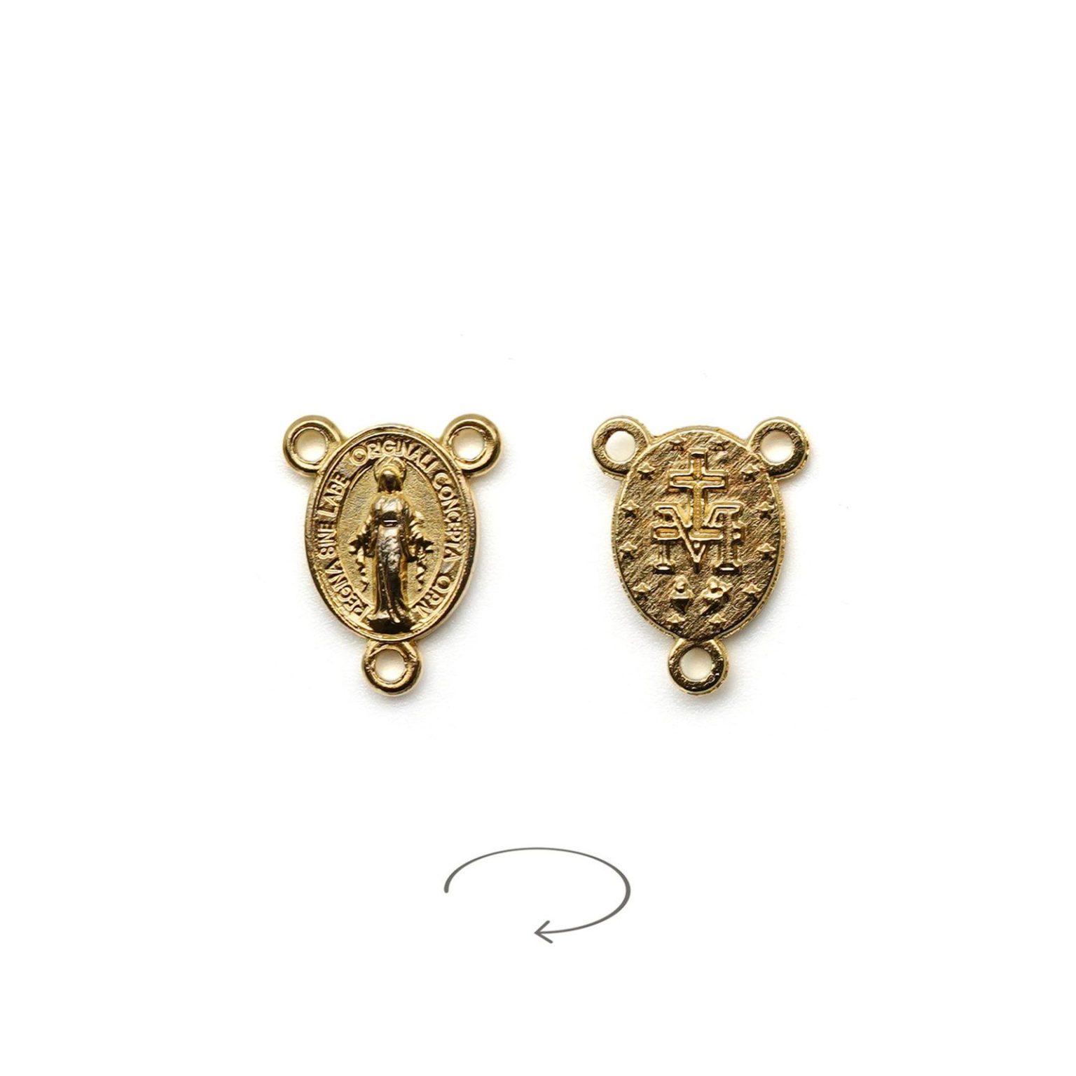 DIY三通-圣母显灵-锌合金-金色-1.2cm