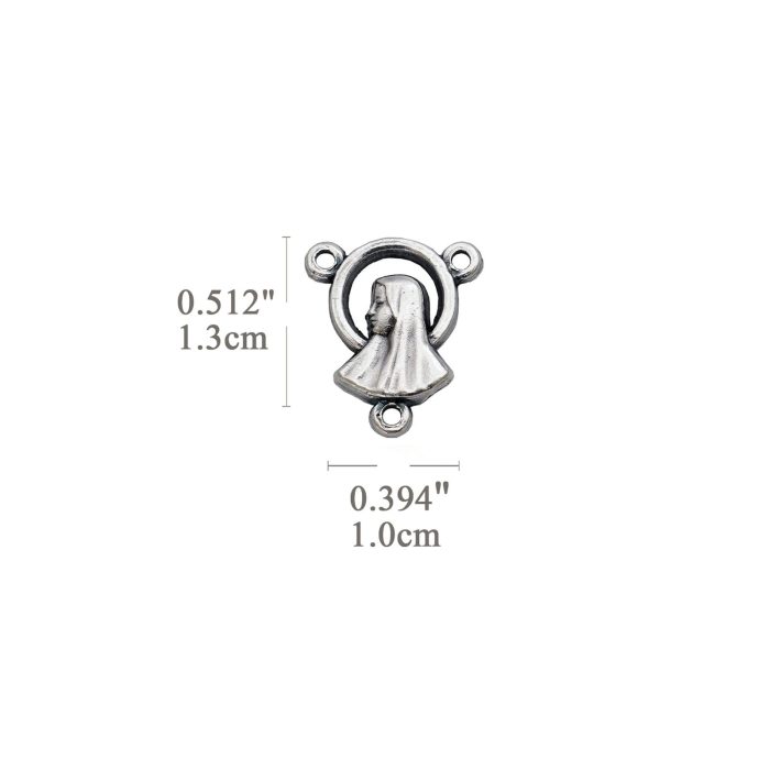 DIY三通-耶稣圣心+圣母-锌合金-1.3x1cm - 图片 2