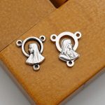 DIY三通-耶稣圣心+圣母-锌合金-1.3x1cm - 图片 3