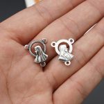 DIY三通-耶稣圣心+圣母-锌合金-1.3x1cm - 图片 5