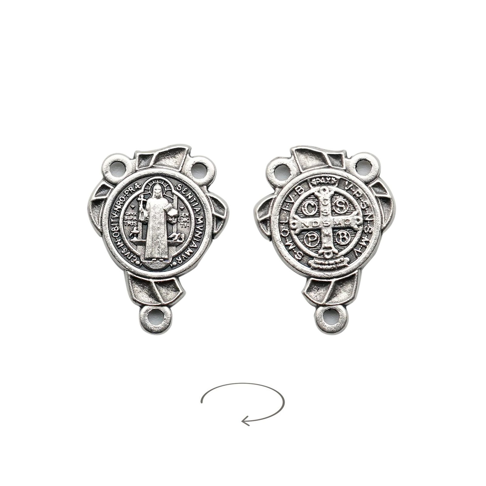 IC03CRC140 DIY三通-圣本笃-锌合金-银色圣牌-1.4/2.0cm - 图片 1
