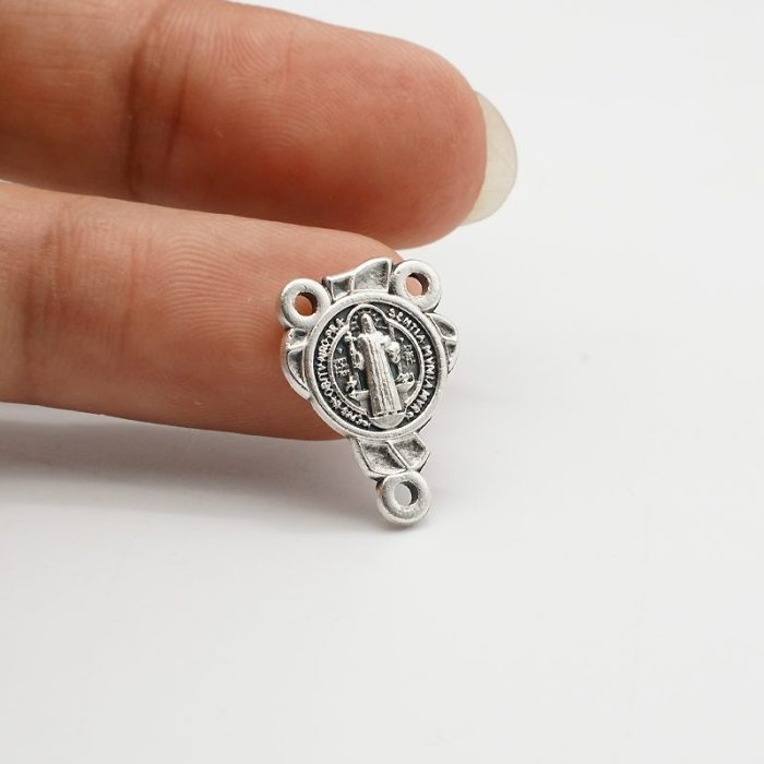 DIY三通-圣本笃-锌合金-银色圣牌-1.4/2.0cm - 图片 2