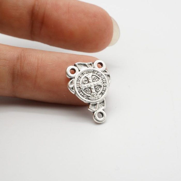 DIY三通-圣本笃-锌合金-银色圣牌-1.4/2.0cm - 图片 3