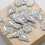 DIY三通-圣本笃-锌合金-银色圣牌-1.4/2.0cm - 图片 4