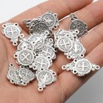 DIY三通-圣本笃-锌合金-银色圣牌-1.4/2.0cm - 图片 5