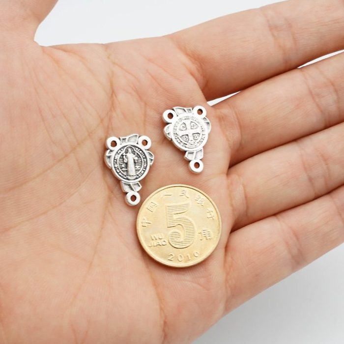 DIY三通-圣本笃-锌合金-银色圣牌-1.4/2.0cm - 图片 7