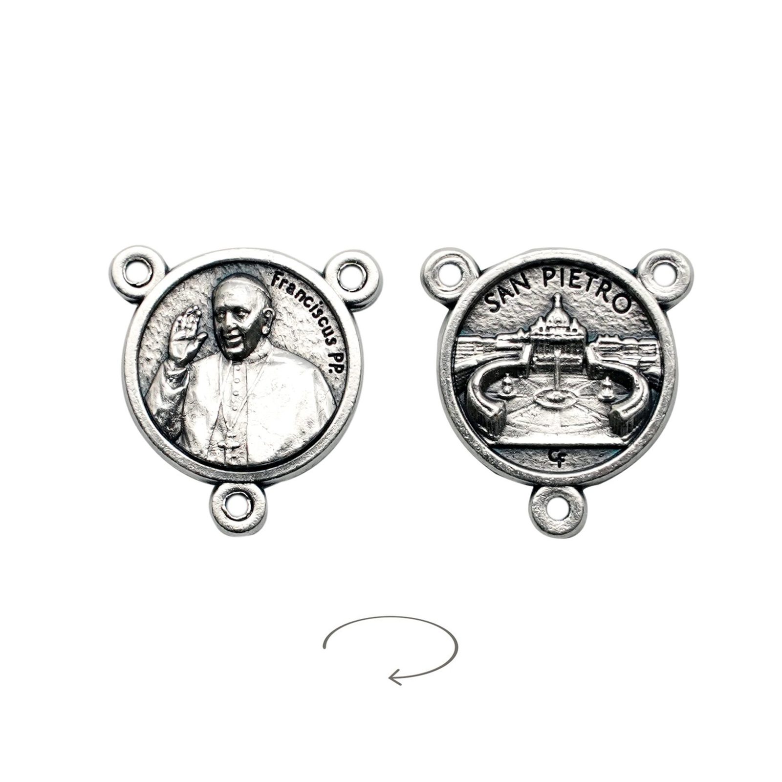 IC03CRC141 DIY三通-教宗方济各+伯多禄广场-锌合金-1.3/1.6cm - 图片 1