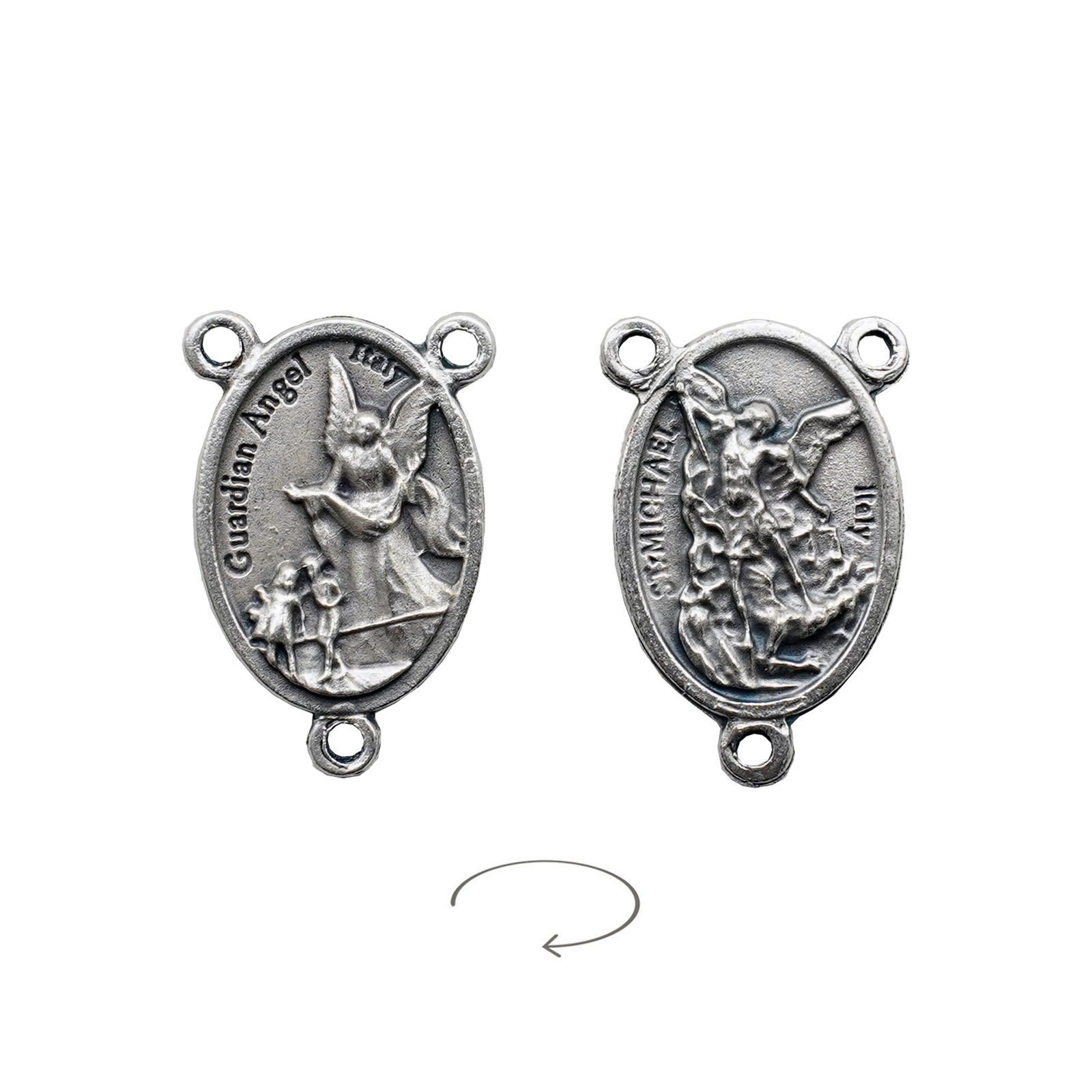 IC03CRC144 DIY三通-弥额尔天使+护守天使-锌合金-2.5x1.5cm - 图片 1