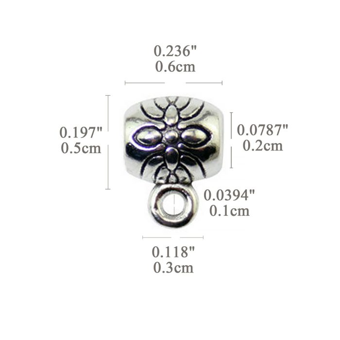 DIY三通鼓珠-带花纹-带圈-0.6x0.5cm-10个/包 - 图片 2