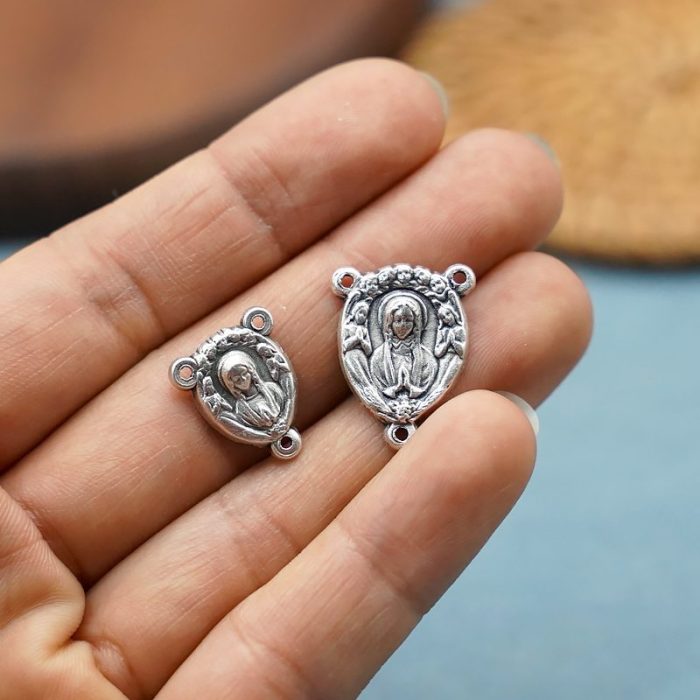DIY三通-圣母合掌祈祷+耶稣圣心-锌合金-0.8cm - 图片 3
