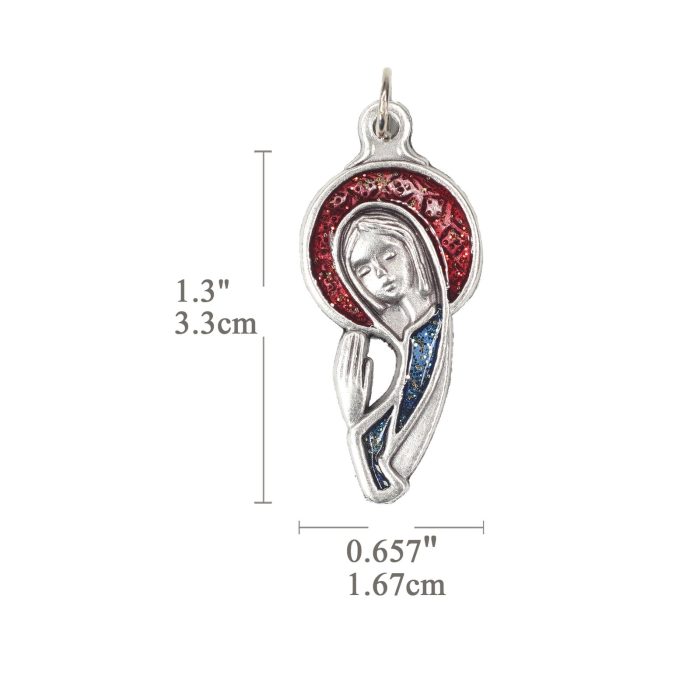 DIY小吊牌-显灵圣母-锌合金-珐琅彩-3.3cm - 图片 2