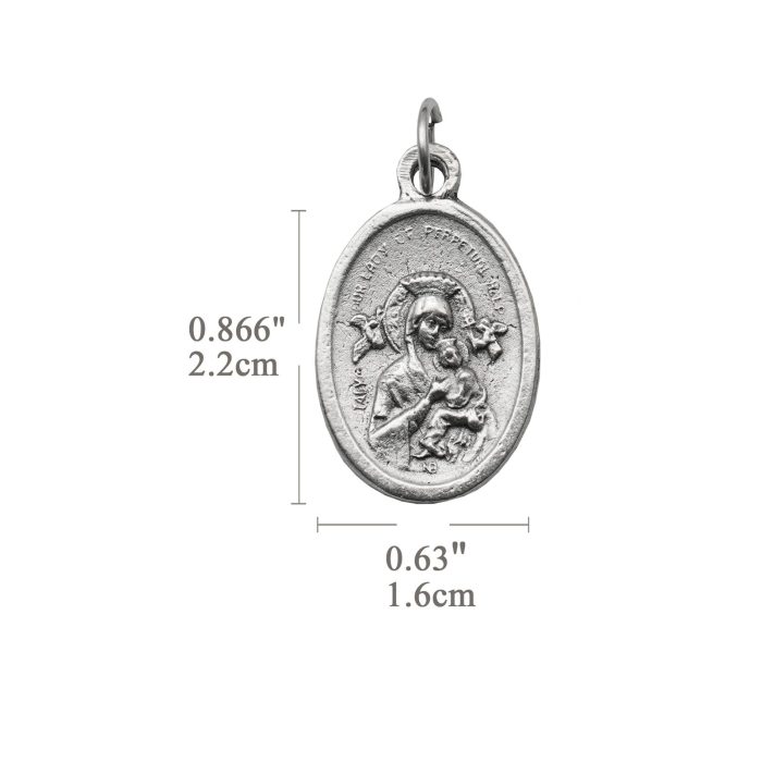 DIY小吊牌-永援圣母+圣神-锌合金-镀银-2.2cm - 图片 2