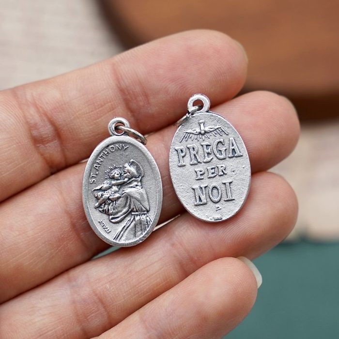DIY小吊牌-安多尼+圣神和字-锌合金-镀银-2.2cm - 图片 3