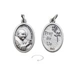 DIY小吊牌-若望保禄二世+Pray For Us-锌合金-2.2x1.6cm