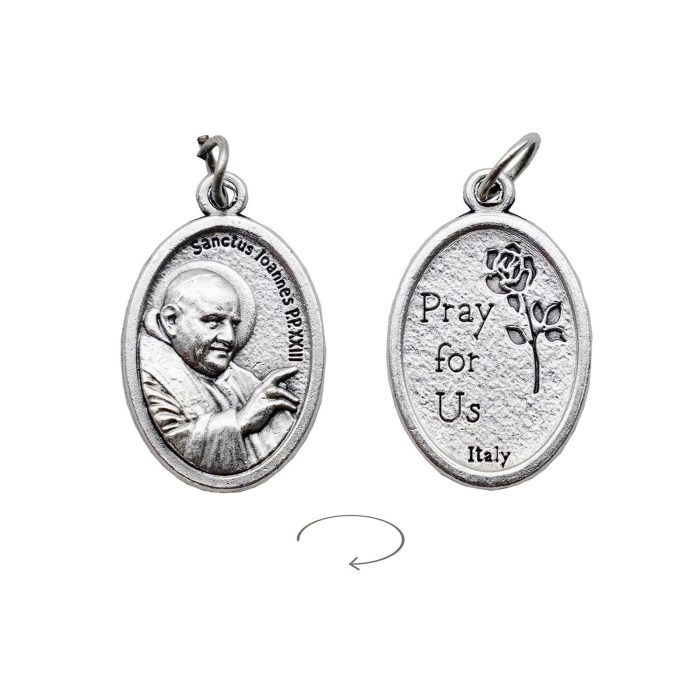 DIY小吊牌-若望保禄二世+Pray For Us-锌合金-2.2x1.6cm