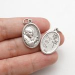 DIY小吊牌-若望保禄二世+Pray For Us-锌合金-2.2x1.6cm - 图片 3