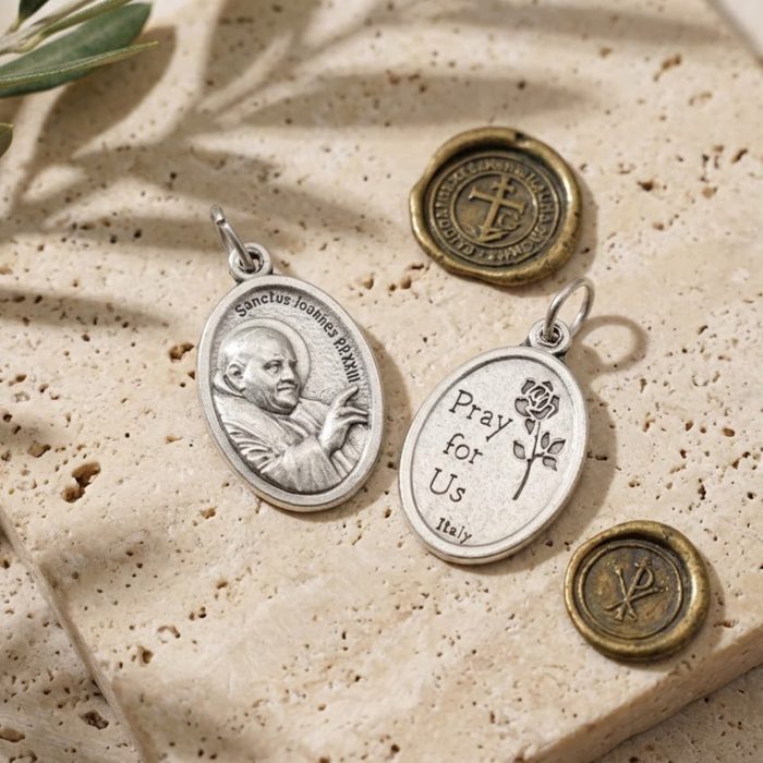 DIY小吊牌-若望保禄二世+Pray For Us-锌合金-2.2x1.6cm - 图片 4