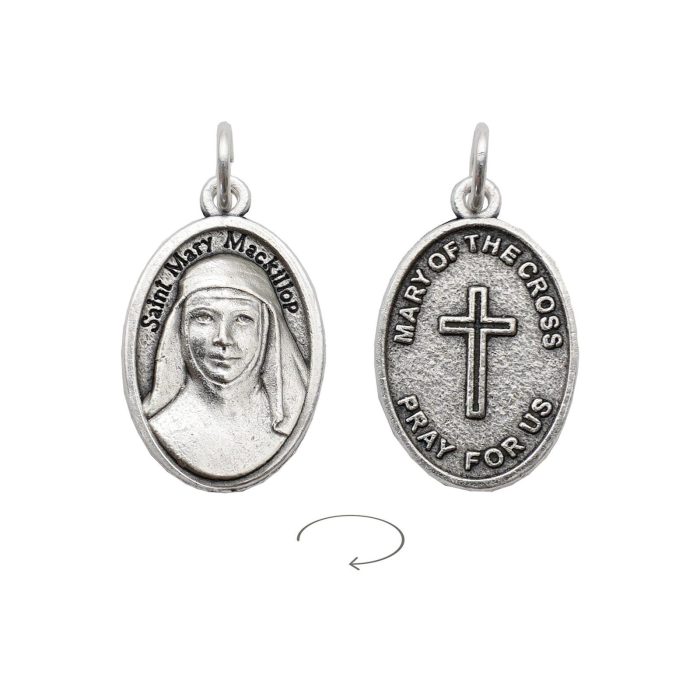 DIY小吊牌-圣女麦基洛普（Mary MacKillop）+十字架-锌合金-2.2x1.6cm