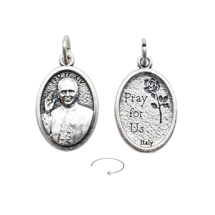 DIY小吊牌-教宗良十四世+Pray For Us-锌合金-2.2x1.6cm