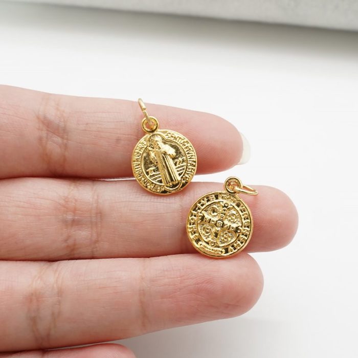 DIY小吊牌-圣本笃-锌合金-金色-1.4/0.9cm - 图片 5