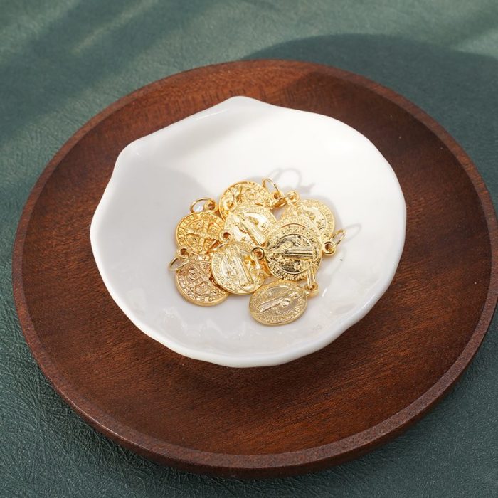 DIY小吊牌-圣本笃-锌合金-金色-1.4/0.9cm - 图片 3