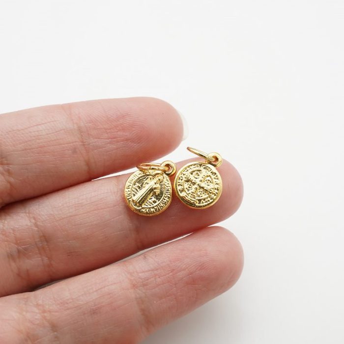 DIY小吊牌-圣本笃-锌合金-金色-1.4/0.9cm - 图片 3