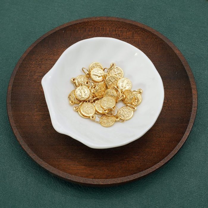 DIY小吊牌-圣本笃-锌合金-金色-1.4/0.9cm - 图片 2