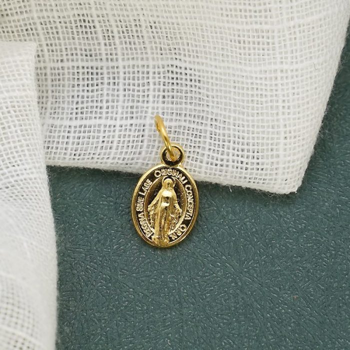 DIY小吊牌-显灵圣母-锌合金-金色-1.2cm - 图片 4