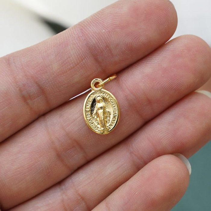 DIY小吊牌-显灵圣母-锌合金-金色-1.2cm - 图片 5