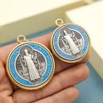 DIY小吊牌-圣本笃-锌合金-双色电镀珐琅彩-4.0/3.4/2.4/2.1cm - 图片 4