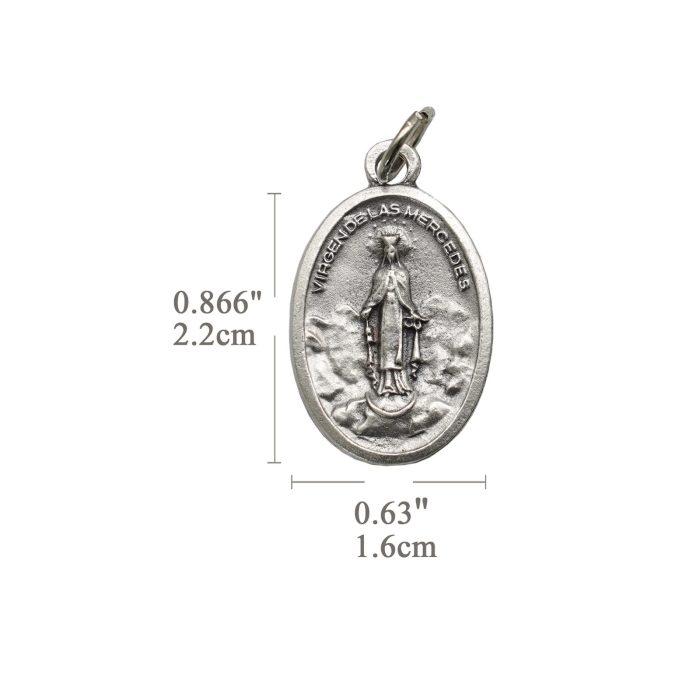 DIY小吊牌-仁慈圣母+玫瑰花-锌合金-2.2cm - 图片 2