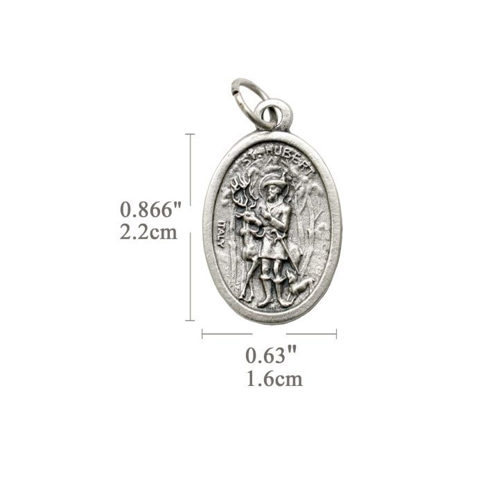 DIY小吊牌-圣胡伯与鹿+玫瑰花-锌合金-2.2cm - 图片 2