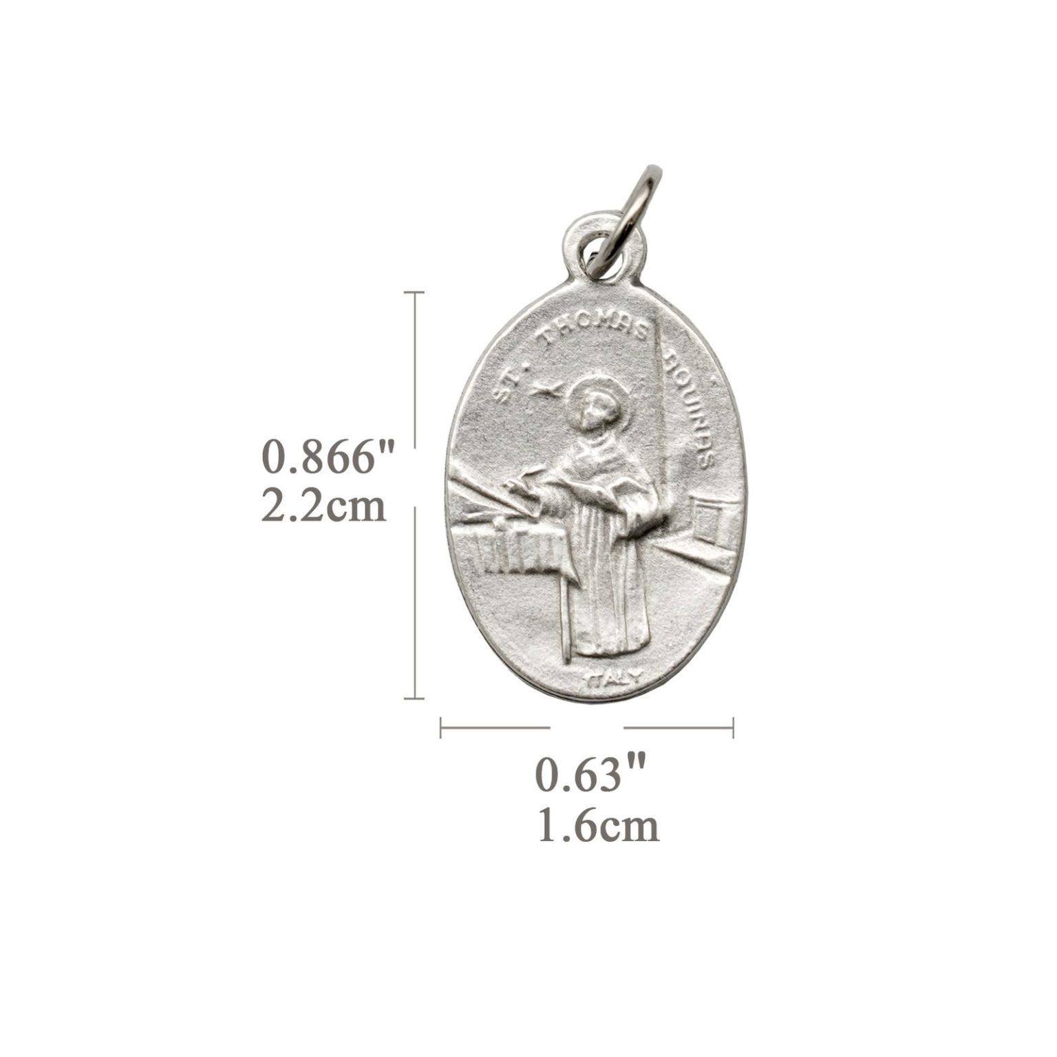 DIY小吊牌-圣托马斯·阿奎纳+十字架-锌合金-镀银-2.2cm