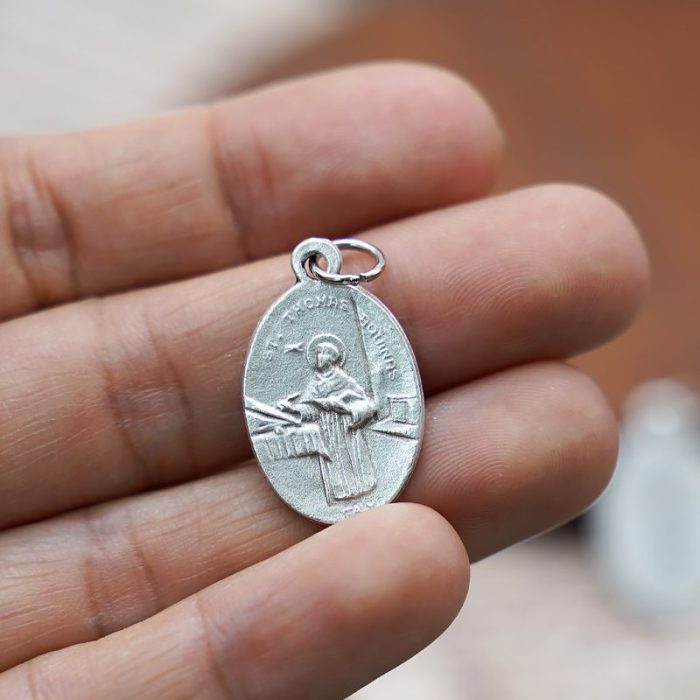 DIY小吊牌-圣托马斯·阿奎纳+十字架-锌合金-镀银-2.2cm - 图片 3