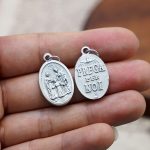 DIY小吊牌-圣家+圣神和字-锌合金-镀银-2.2cm - 图片 3