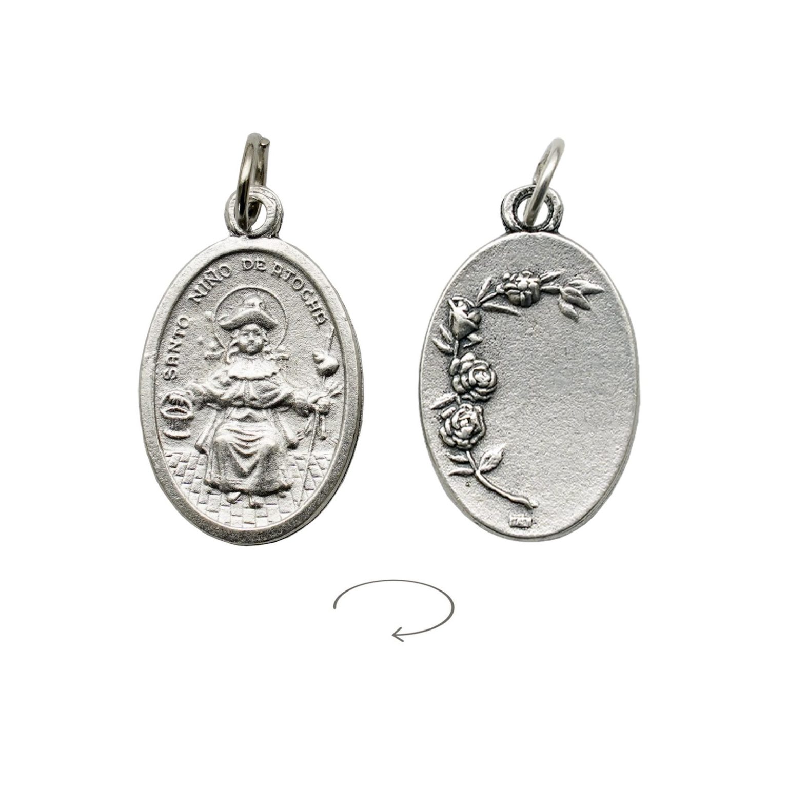 DIY小吊牌-阿托查的圣婴+玫瑰花-锌合金-2.2cm