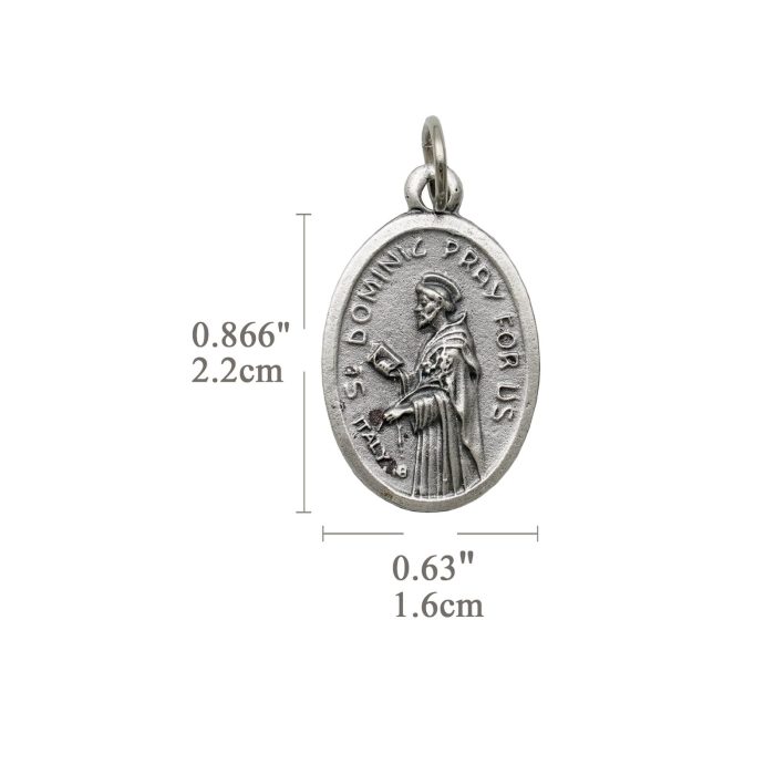 DIY小吊牌-圣道明为我们祈祷-锌合金-镀银-2.2cm - 图片 2