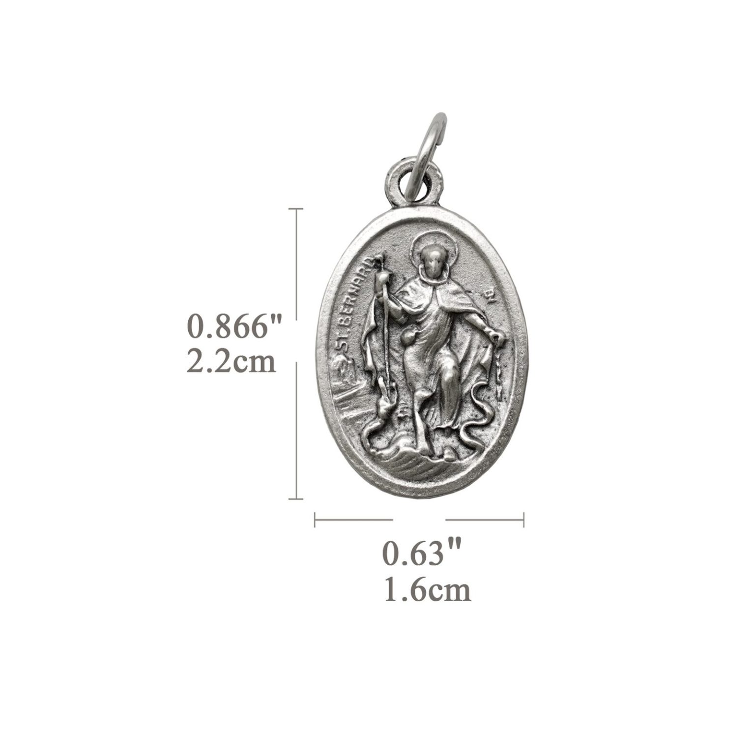 DIY小吊牌-圣伯尔纳铎+玫瑰花-锌合金-2.2cm