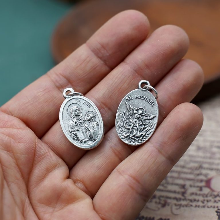DIY小吊牌-圣亚纳+总领天使-锌合金-镀银-2.2cm