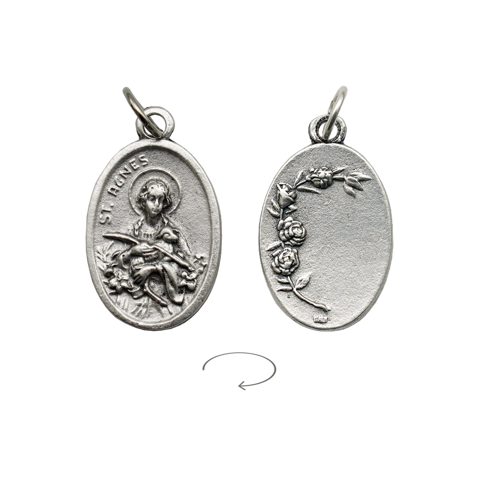 IC03MD378 DIY小吊牌-依搦斯+玫瑰花-锌合金-2.2cm - 图片 1