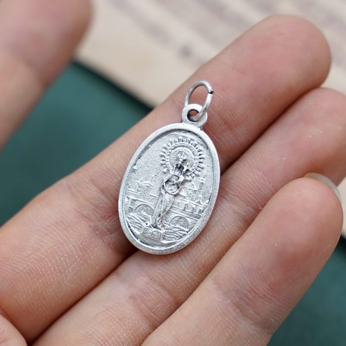 DIY小吊牌-圣柱圣母+玫瑰花-锌合金-2.2cm - 图片 6
