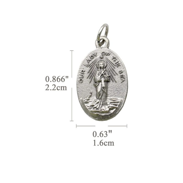 DIY小吊牌-海洋圣母+玫瑰花-锌合金-2.2cm - 图片 2