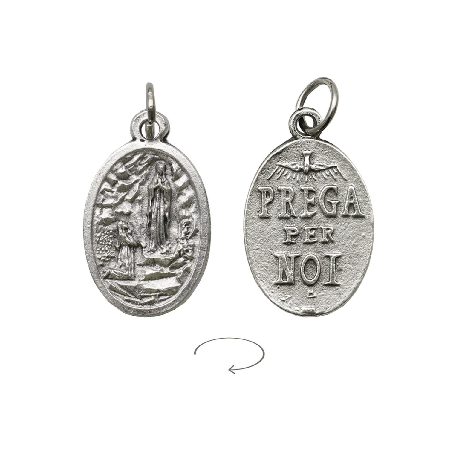 DIY小吊牌-露德+圣神和字-锌合金-镀银-2.2cm