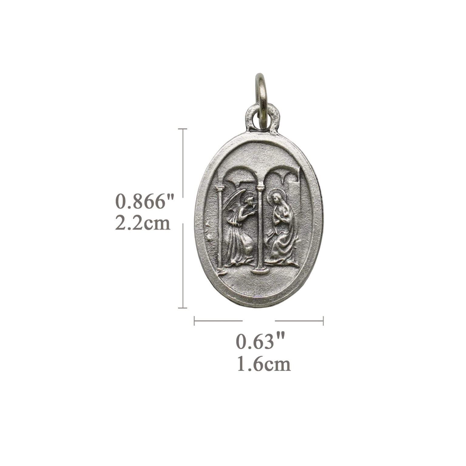 DIY小吊牌-圣母领报+耶稣圣心-锌合金-2.2cm