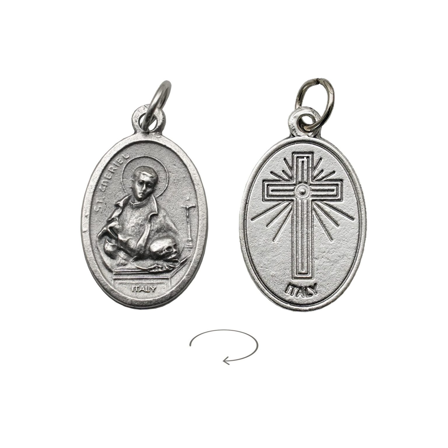 DIY小吊牌-圣加俾额尔+十字架-锌合金-2.2cm