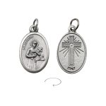 DIY小吊牌-圣哲辣尔多+十字架-锌合金-镀银-2.2cm